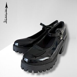 Shiny Black Patent Leather Platform Shoes